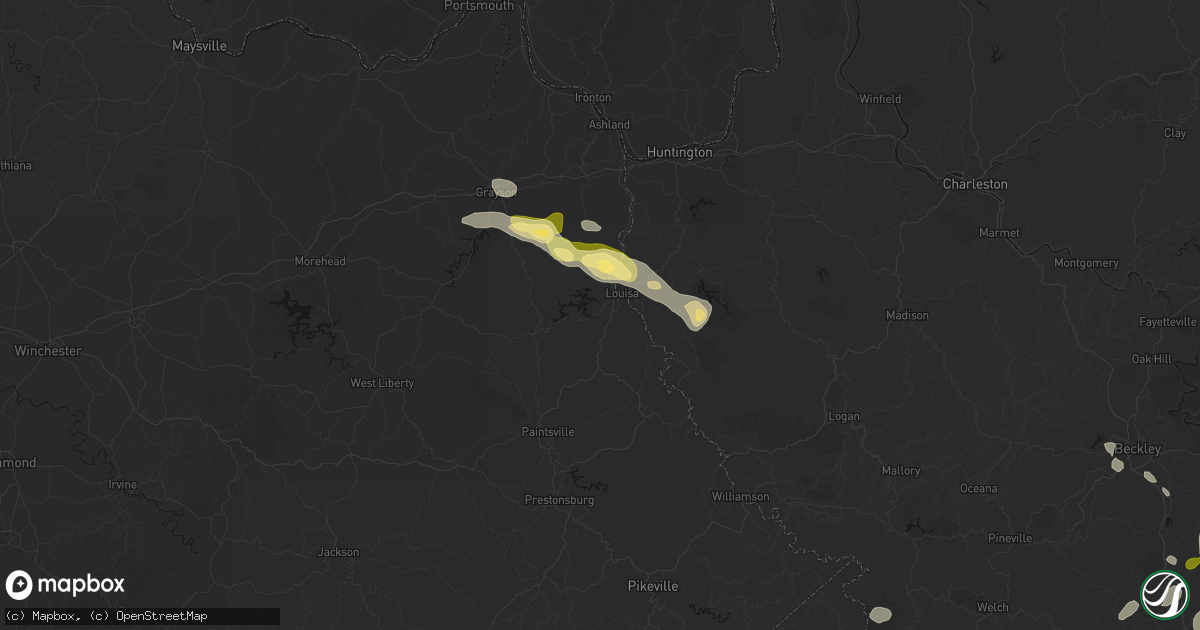 Hail map in Louisa, KY on September 21, 2026