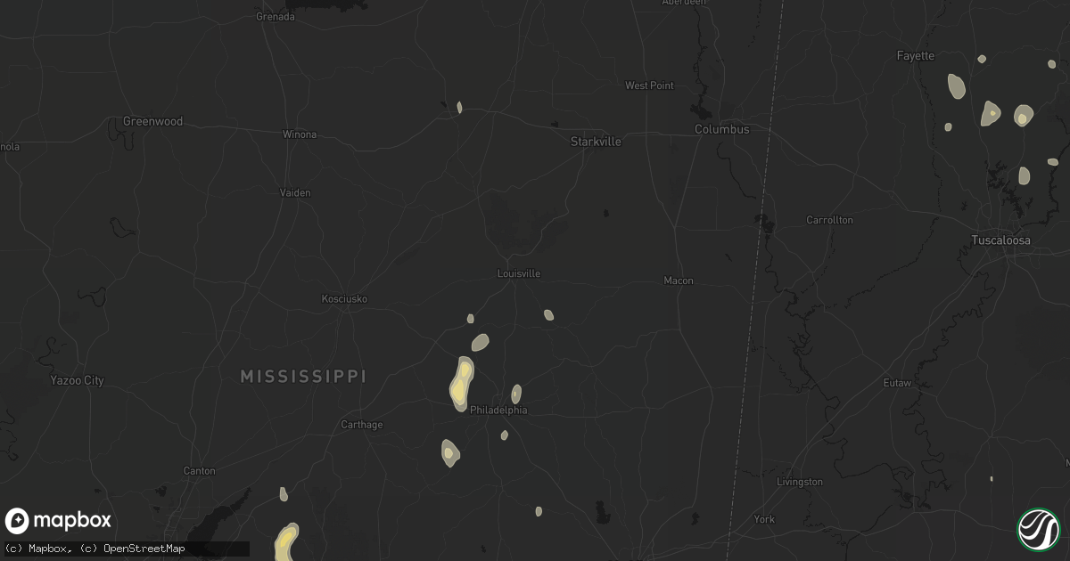 Hail map in Louisville, MS on September 21, 2026