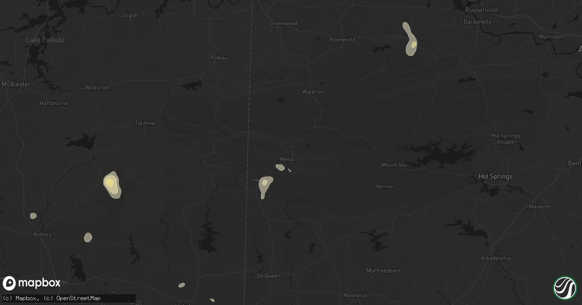 Hail map in Mena, AR on September 21, 2026