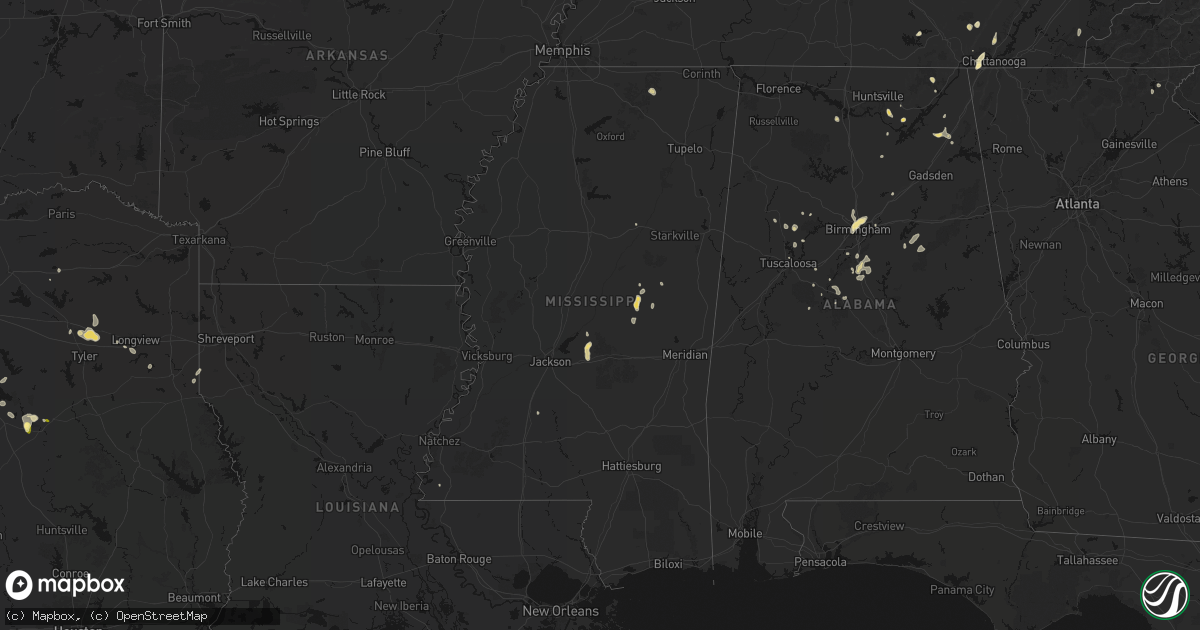 Hail map in Mississippi on September 21, 2026
