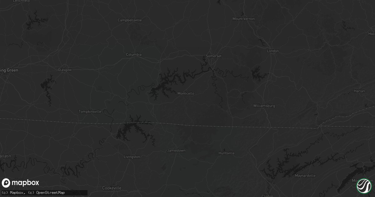 Hail map in Monticello, KY on September 21, 2026