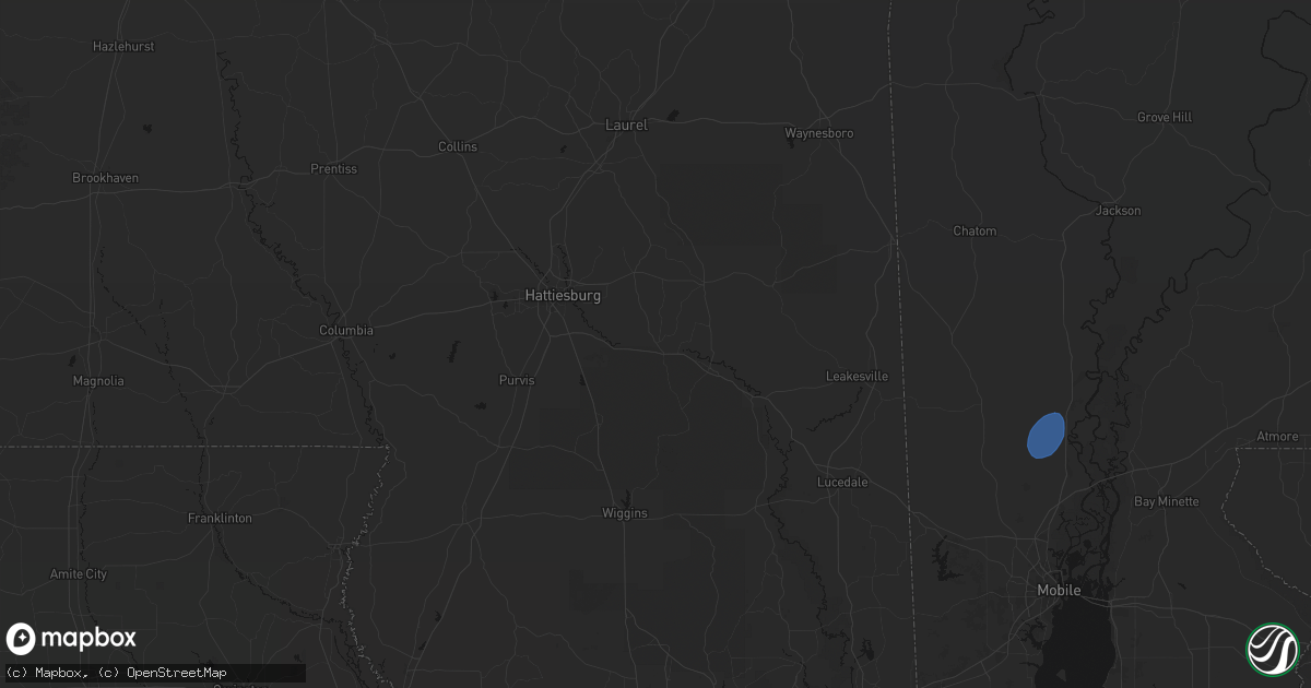 Hail map in New Augusta, MS on September 21, 2026