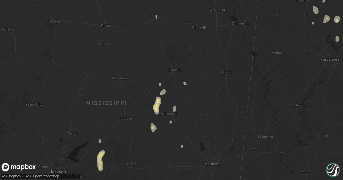 Hail map in Noxapater, MS on September 21, 2026