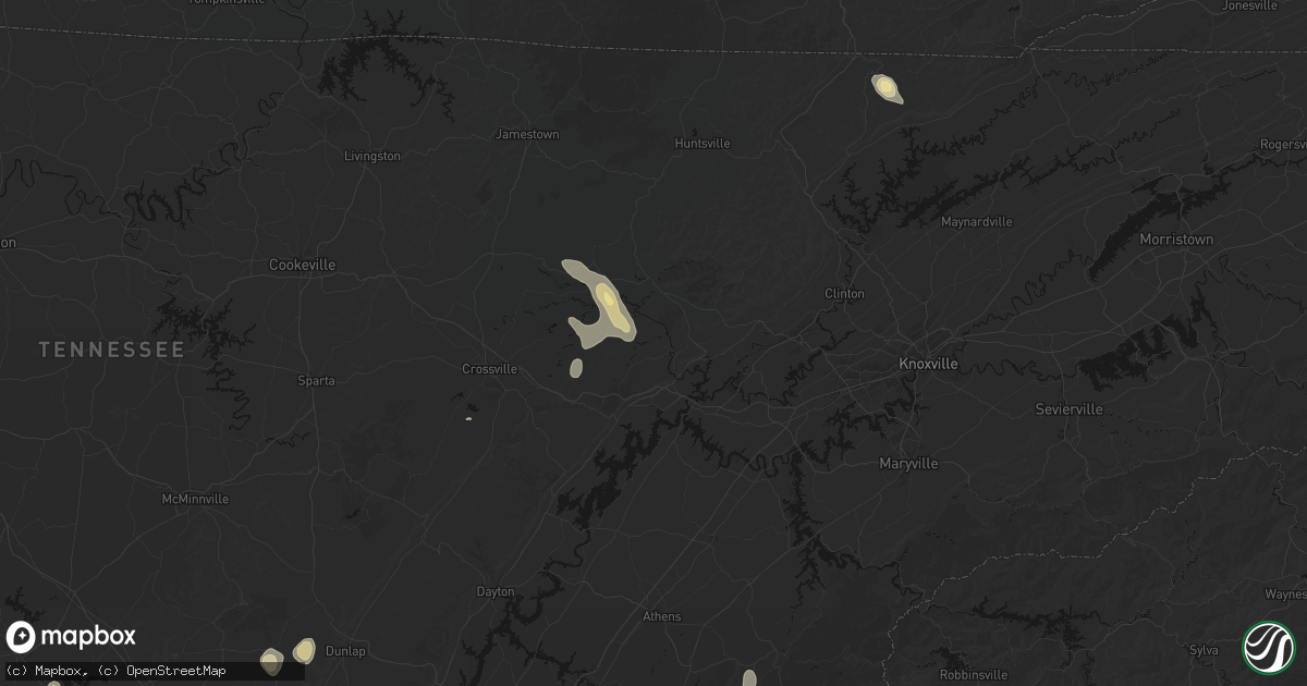 Hail map in Oakdale, TN on September 21, 2026