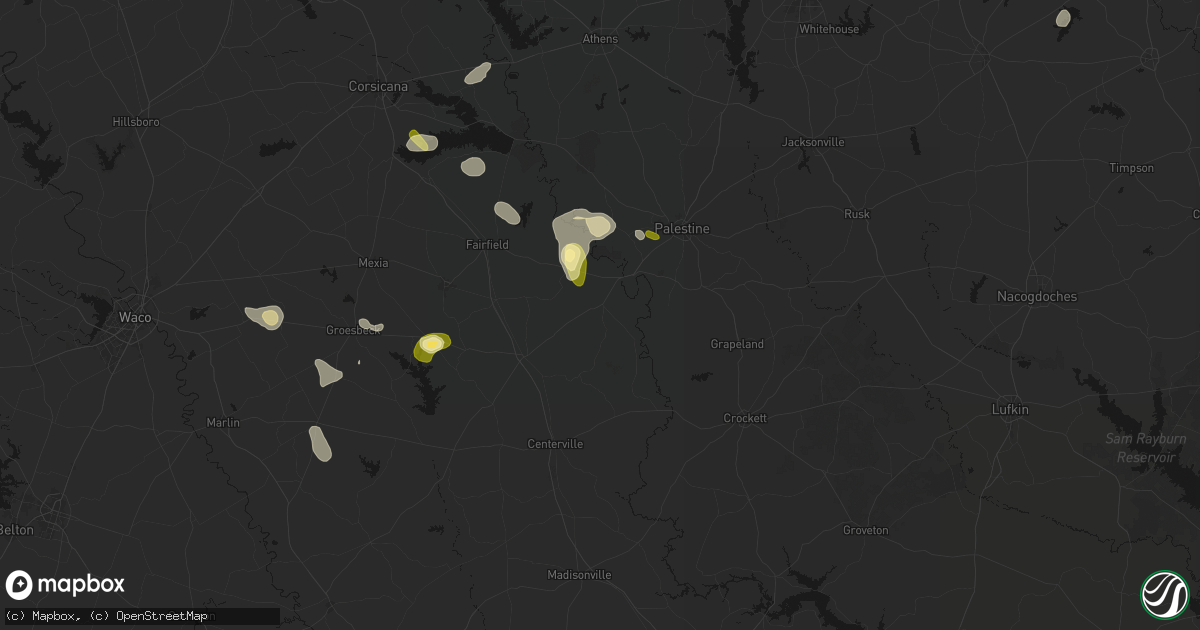 Hail map in Oakwood, TX on September 21, 2026