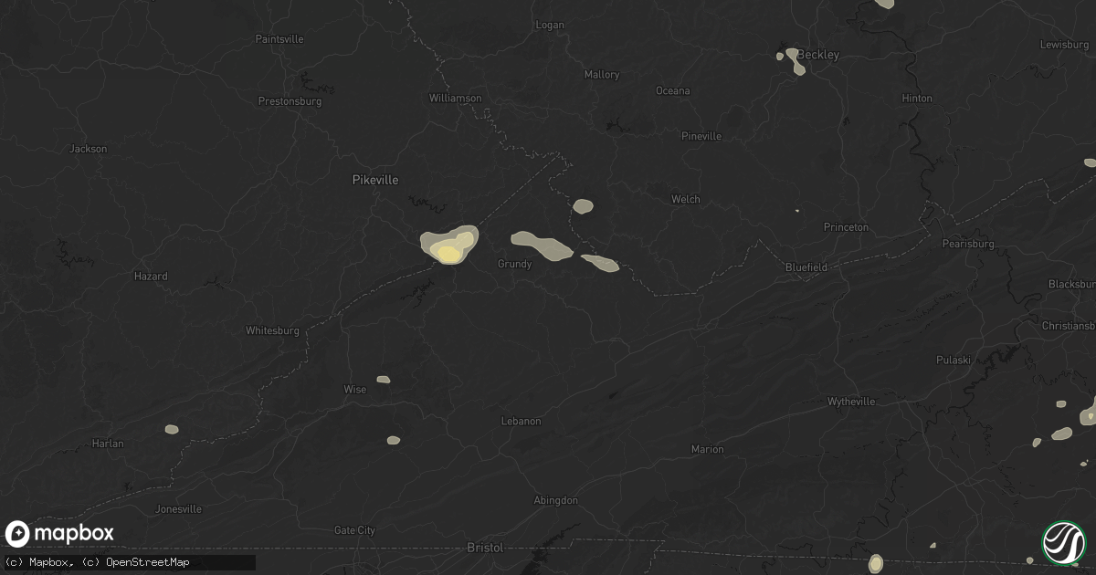 Hail map in Oakwood, VA on September 21, 2026