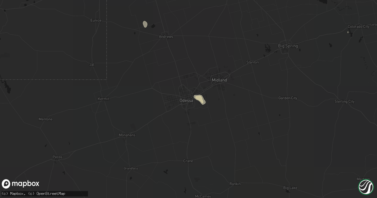 Hail map in Odessa, TX on September 21, 2026