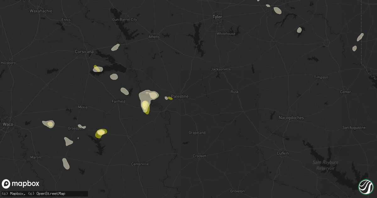 Hail map in Palestine, TX on September 21, 2026