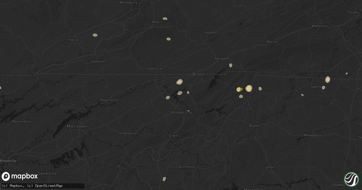 Hail map in Piney Flats, TN on September 21, 2026