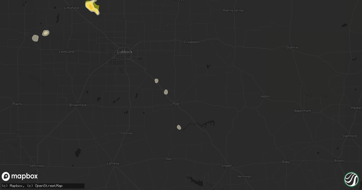 Hail map in Post, TX on September 21, 2026