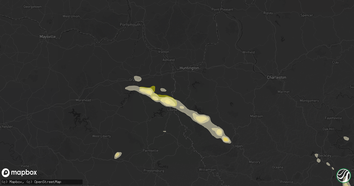 Hail map in Prichard, WV on September 21, 2026