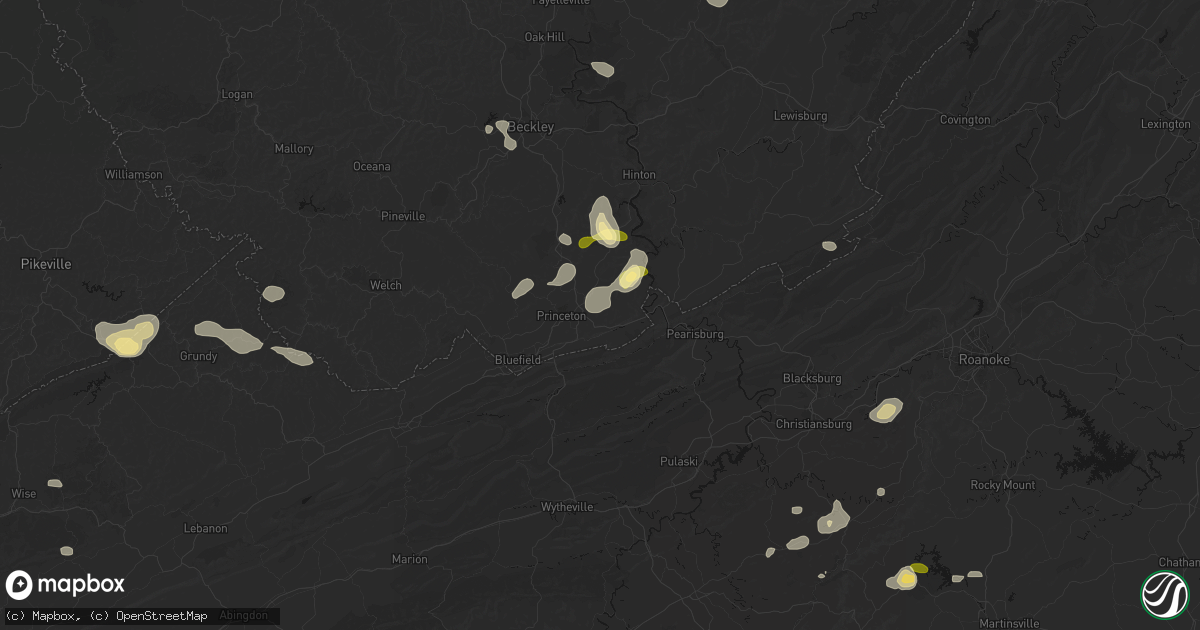 Hail map in Princeton, WV on September 21, 2026