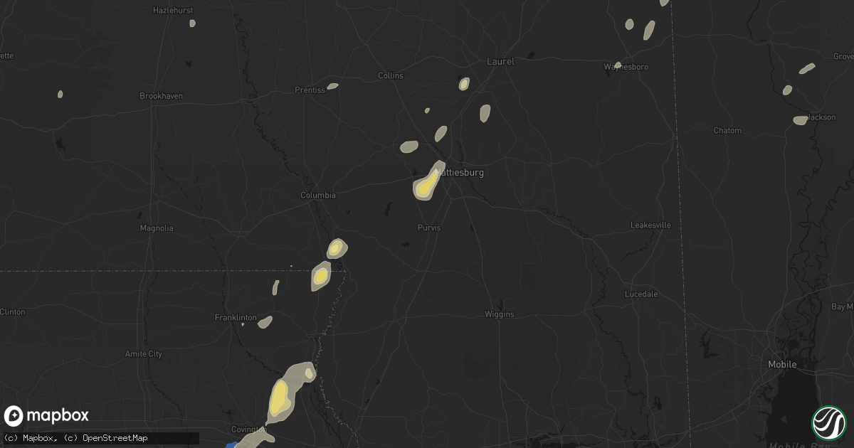 Hail map in Purvis, MS on September 21, 2026