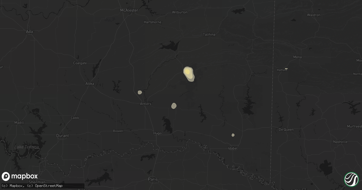 Hail map in Rattan, OK on September 21, 2026