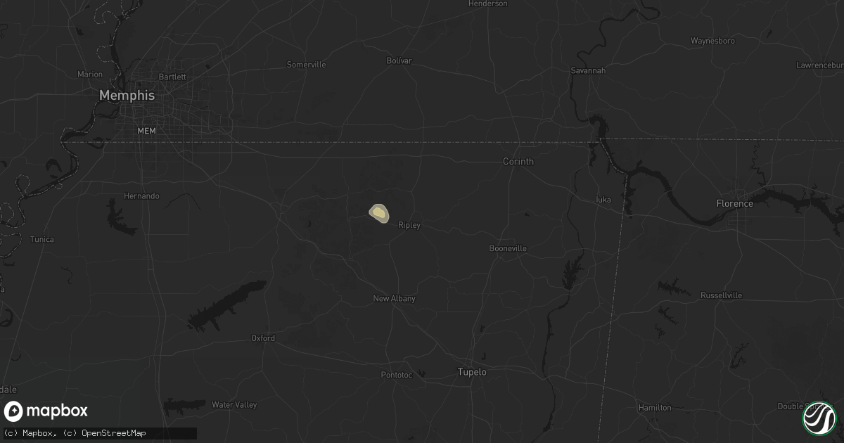 Hail map in Ripley, MS on September 21, 2026