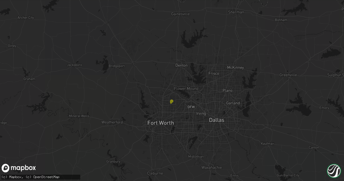 Hail map in Roanoke, TX on September 21, 2026