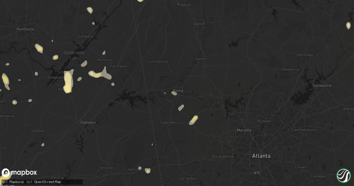 Hail map in Rome, GA on September 21, 2026