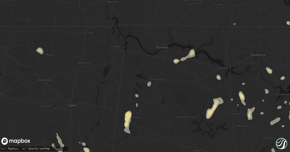 Hail map in Russellville, AL on September 21, 2026