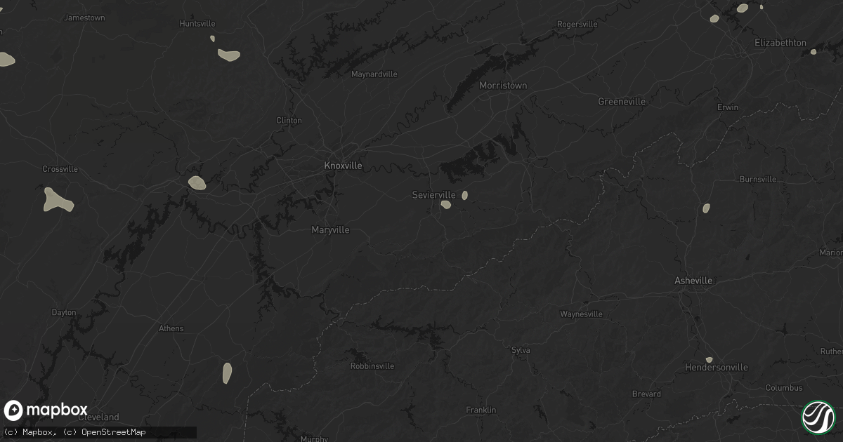 Hail map in Sevierville, TN on September 21, 2026