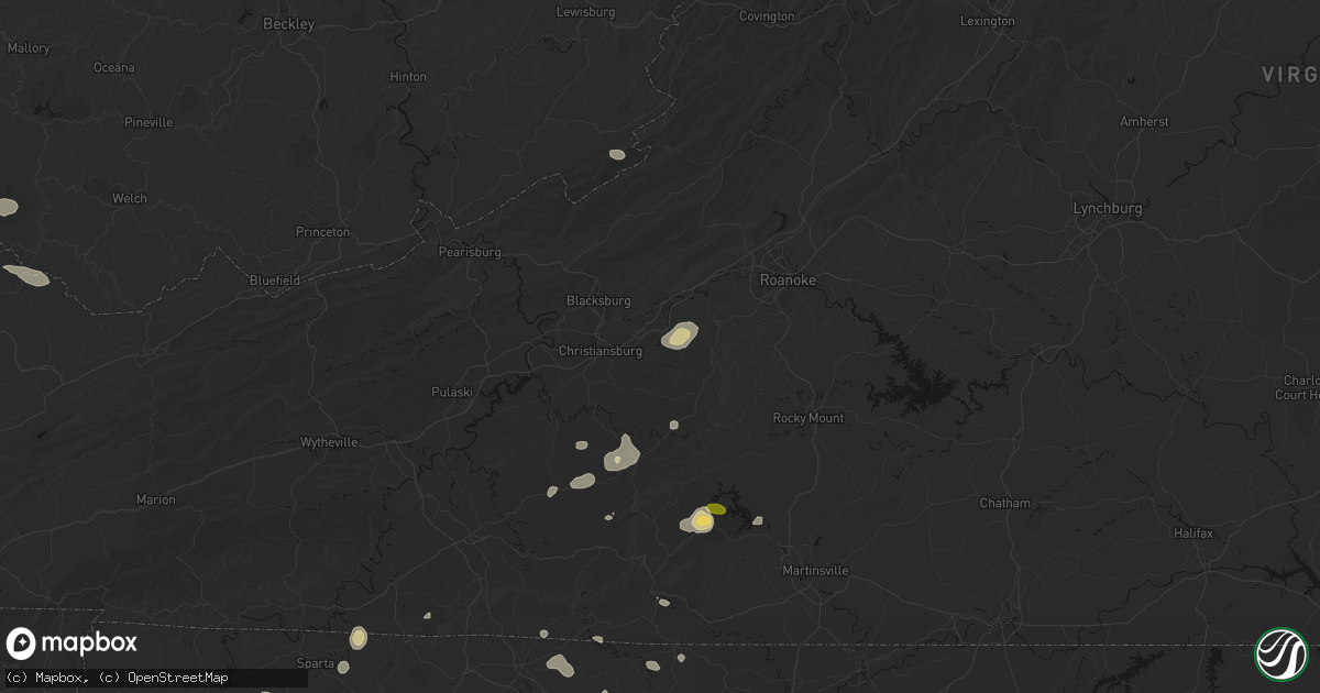 Hail map in Shawsville, VA on September 21, 2026