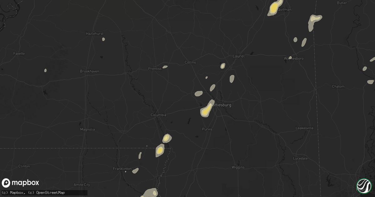 Hail map in Sumrall, MS on September 21, 2026