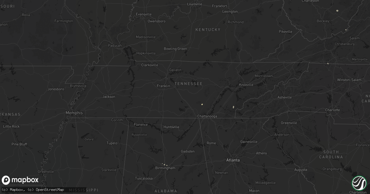 Hail map in Tennessee on September 21, 2026