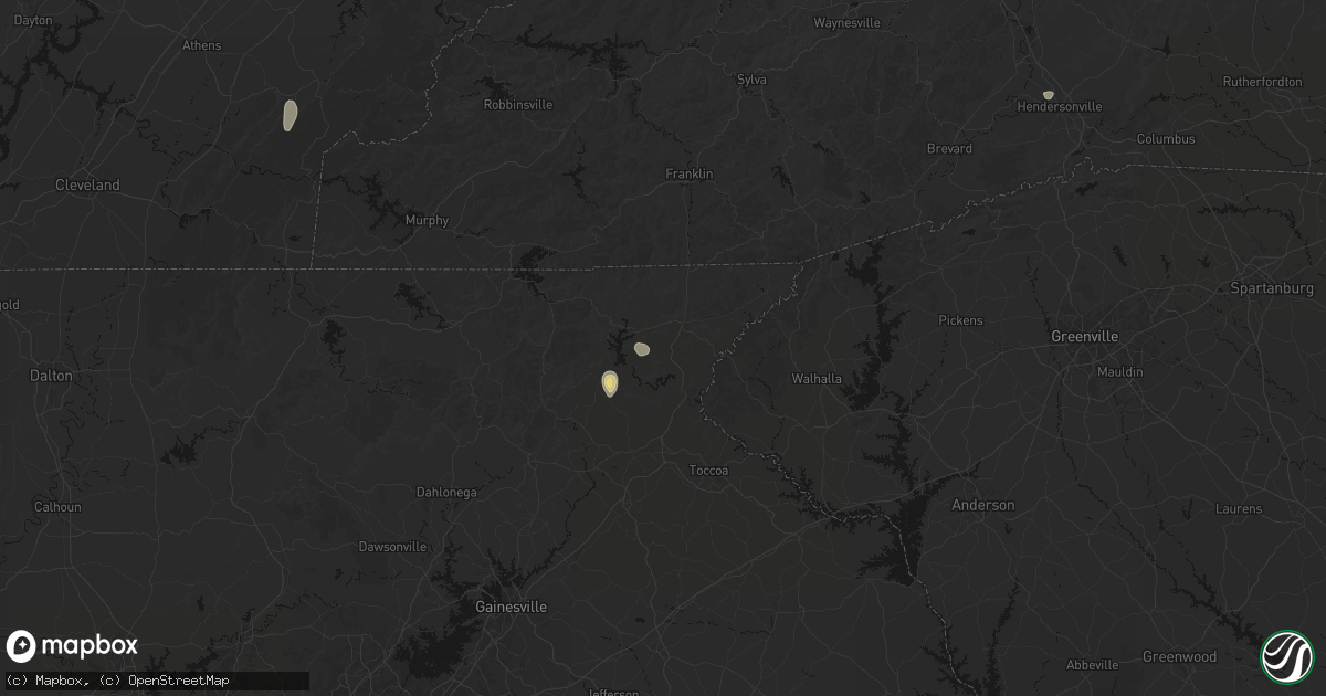 Hail map in Tiger, GA on September 21, 2026