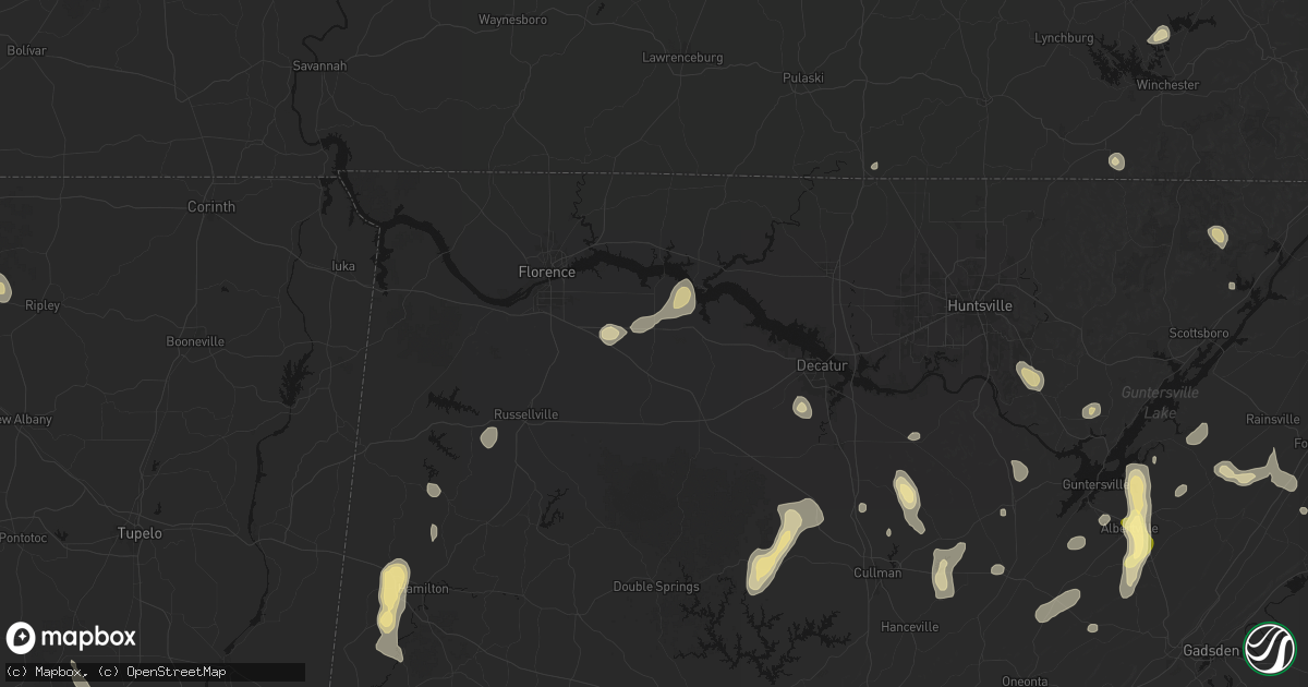 Hail map in Town Creek, AL on September 21, 2026