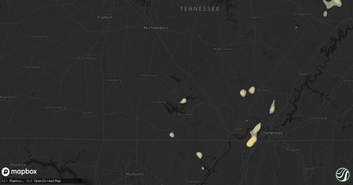 Hail map in Tullahoma, TN on September 21, 2026