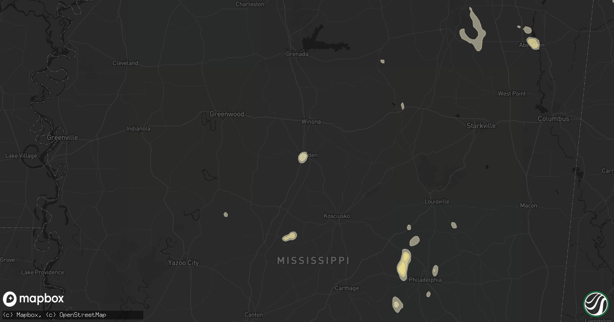 Hail map in Vaiden, MS on September 21, 2026
