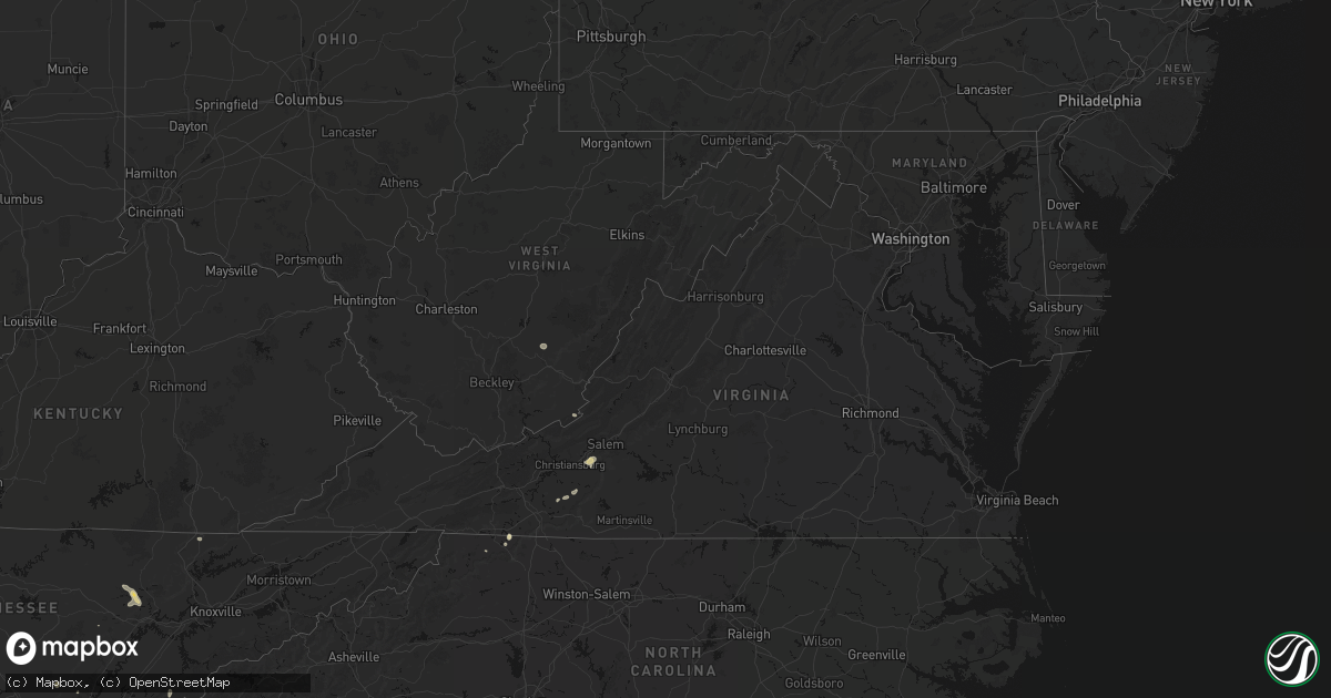 Hail map in Virginia on September 21, 2026