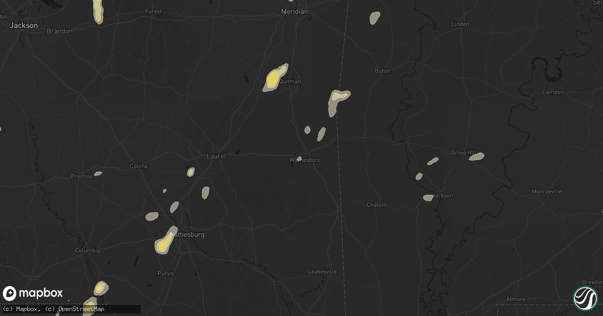 Hail map in Waynesboro, MS on September 21, 2026