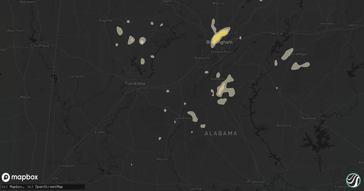 Hail map in West Blocton, AL on September 21, 2026