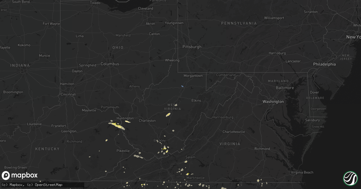 Hail map in West Virginia on September 21, 2026