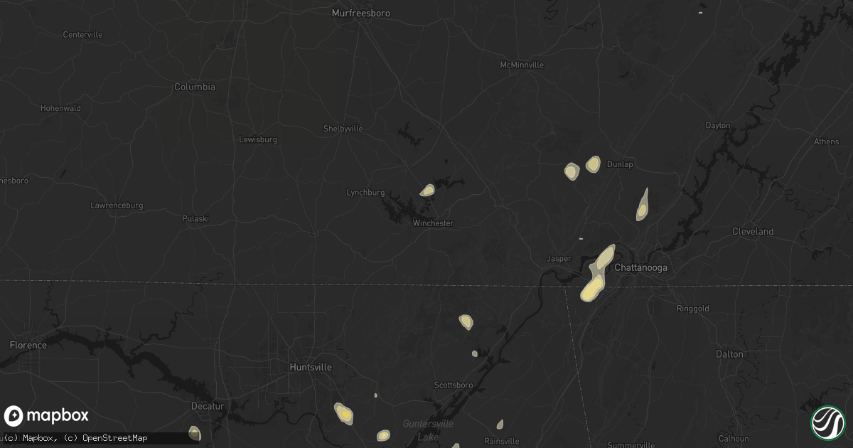 Hail map in Winchester, TN on September 21, 2026