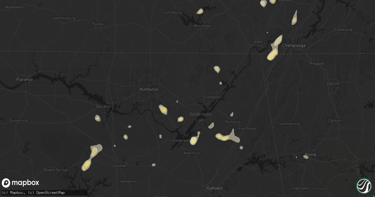 Hail map in Woodville, AL on September 21, 2026