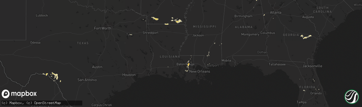 Hail map in Louisiana on September 22, 2011
