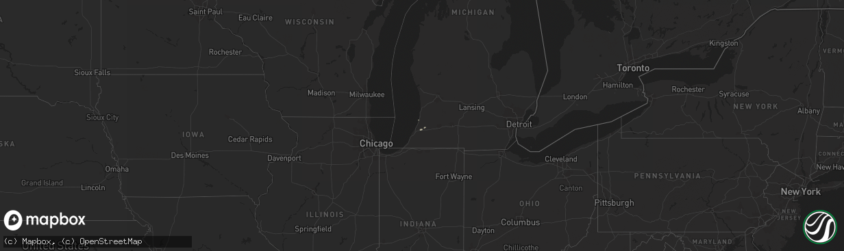Hail map in Michigan on September 22, 2012