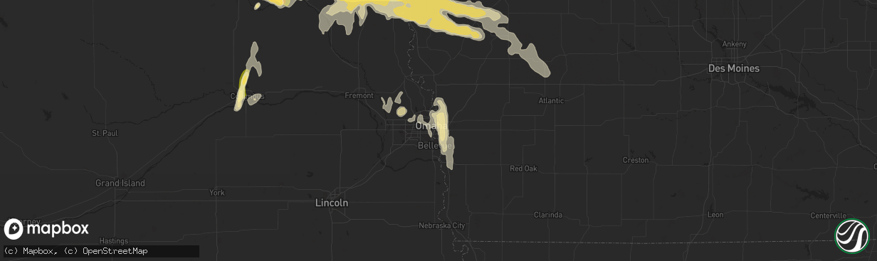 Hail map in Council Bluffs, IA on September 22, 2015