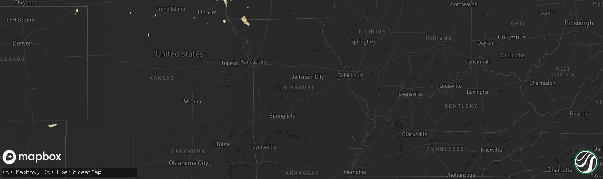 Hail map in Missouri on September 22, 2015