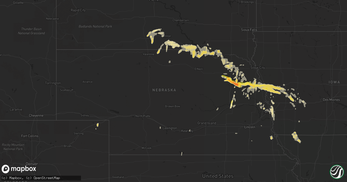 Hail map in Nebraska on September 22, 2015