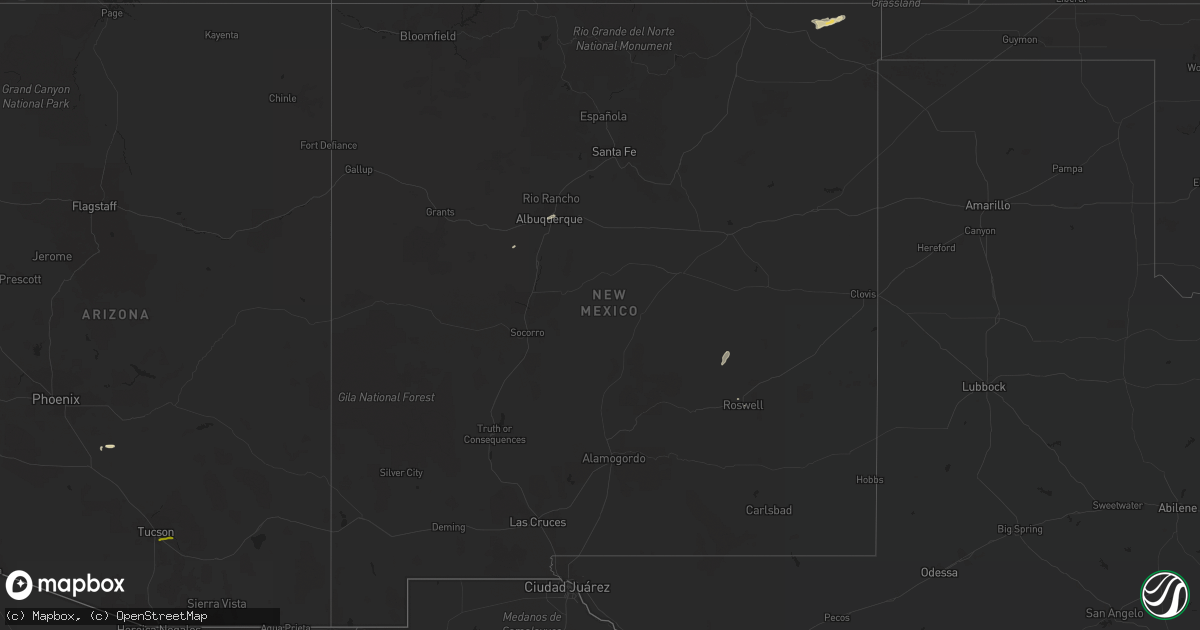 Hail map in New Mexico on September 22, 2015