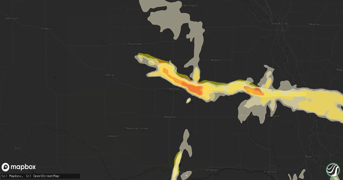 Hail map in Norfolk, NE on September 22, 2015