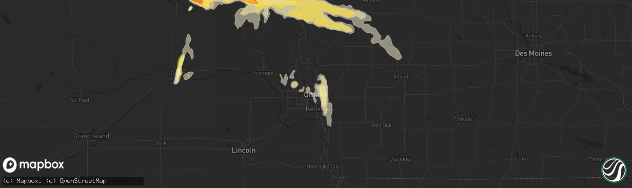 Hail map in Omaha, NE on September 22, 2015