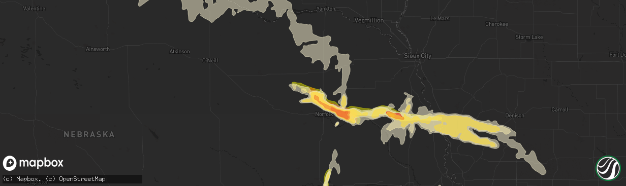 Hail map in Pierce, NE on September 22, 2015