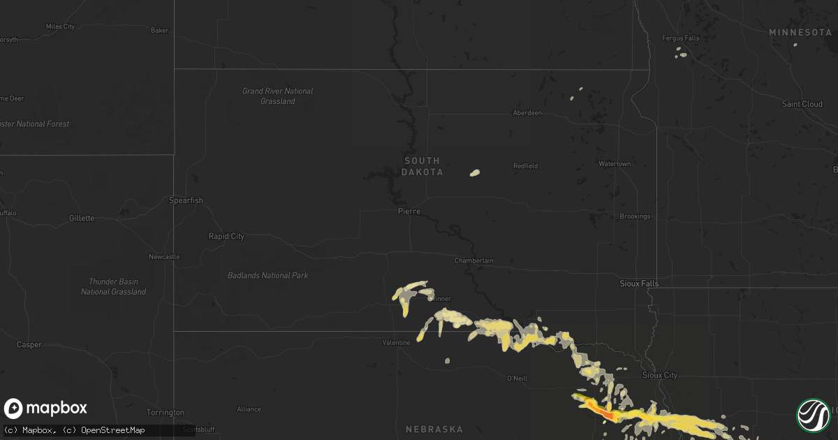 Hail map in South Dakota on September 22, 2015
