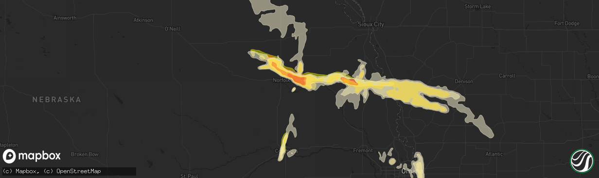 Hail map in Stanton, NE on September 22, 2015