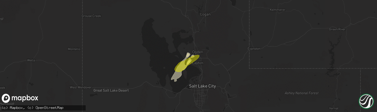 Hail map in Hooper, UT on September 22, 2016