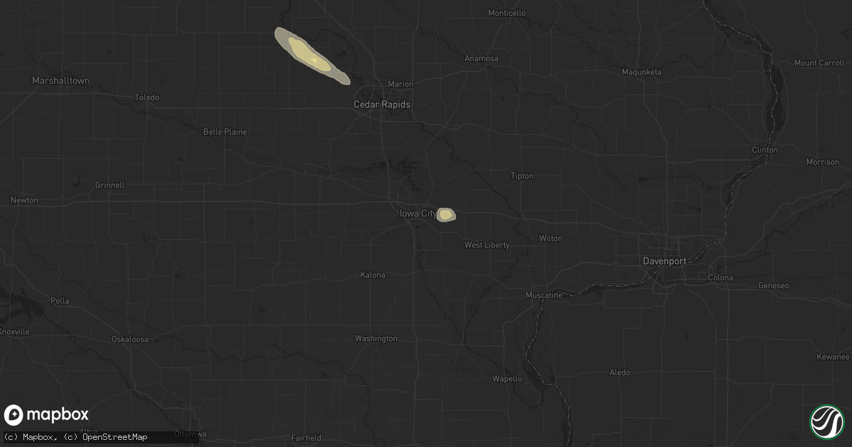 Hail map in Iowa City, IA on September 22, 2016