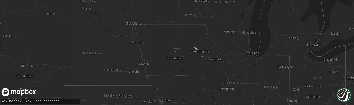 Hail map in Iowa on September 22, 2016